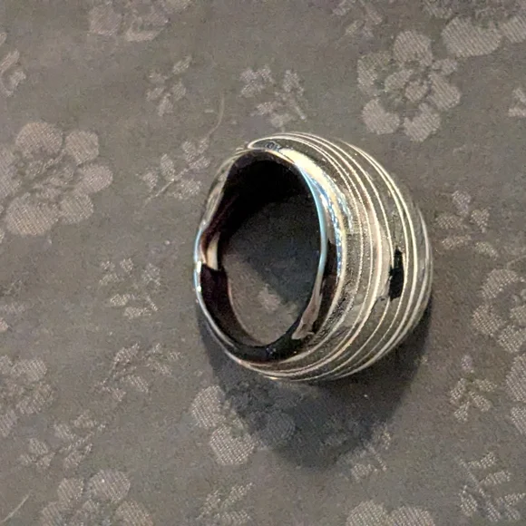 Murano Glass Ring Silver Foil Glass Ring Size 7.5 - Picture 4 of 6